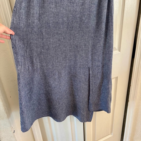 J. Jill Pure Jill Linen Blend Midi Dress Asymmetrical Hem Blue Size Small - Picture 6 of 10